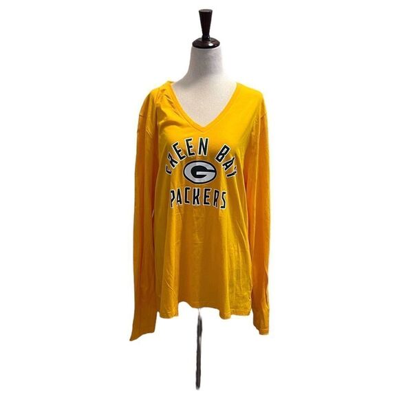 Green Bay Packers Womens Size XXLarge T Shirt by Fanatics Long Sleeves V Neck - Picture 1 of 10